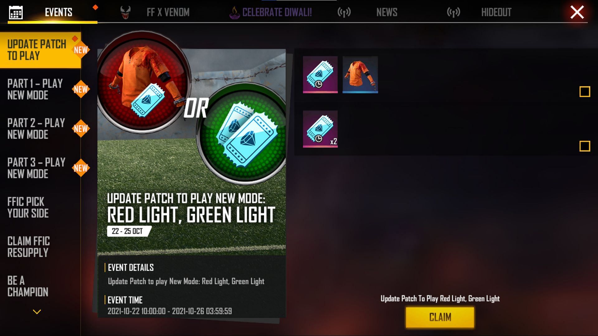 Users will get the Prisoner (Top) for downloading the update (Image via Free Fire)